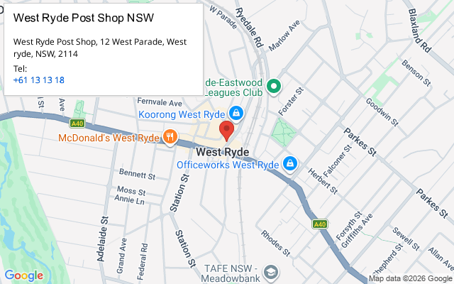 West Ryde Post Shop NSW