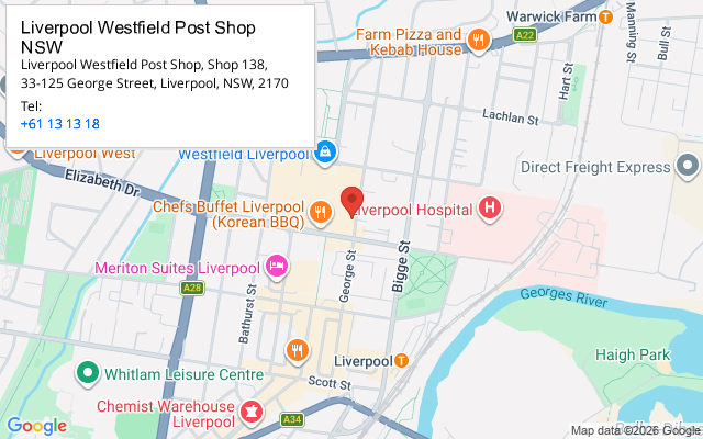 Liverpool Westfield Post Shop NSW