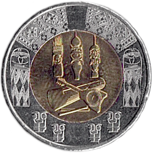 200_Franc_coin_(CFP),_obverse Old and damaged banknotes