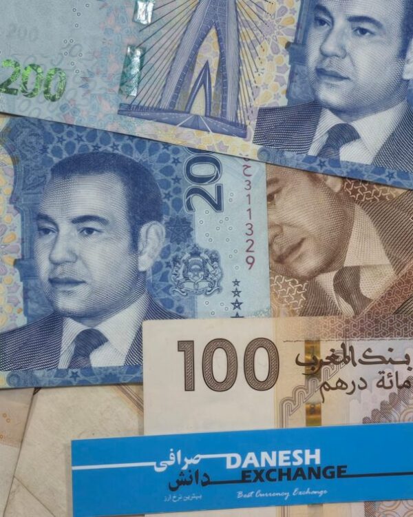 Mixed Moroccan 100‑ and 200‑dirham banknotes arranged together. Mixed Moroccan 100‑ and 200‑dirham banknotes arranged together.